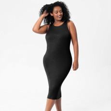 Round Sleeveless Tight Knit Midi Dress GMDI-36942