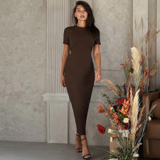 Short Sleeve Solid Tie Up Midi Dress BLG-D3B15001K