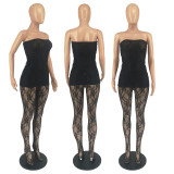 Wrap Chest Mesh Nightclub Pantyhose Pants Suit FOSF-8378