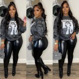 Casual Print Long Sleeve T Shirt YD-8796