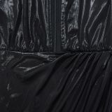 Solid Stamped Long Sleeve Pleated Maxi Dress BY-6766