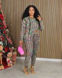 Colorful Knits Long Sleeve Two Piece Pants Set YMEF-51055