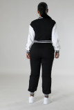 Fashion Patchwork Single-breasted Button 2 Piece Set FENF-6001