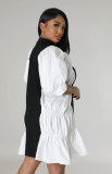 Casual Color Block Loose Midi Dress XHXF-959