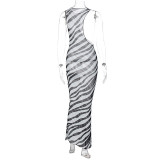 Mesh See Through Hollow Out Maxi Dress BLG-D3312101A