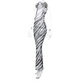 Mesh See Through Hollow Out Maxi Dress BLG-D3312101A