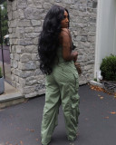 Fashion Sexy Wrap Chest Single-breasted Multi-Pocket Jumpsuit GHKC-13579