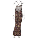 Leopard Print Backless Tie Up Maxi Dress BLG-D1A6785K