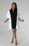 Casual Color Block Loose Midi Dress XHXF-959