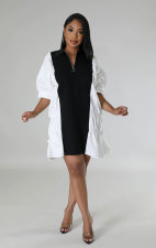 Casual Color Block Loose Midi Dress XHXF-959