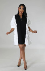 Casual Color Block Loose Midi Dress XHXF-959