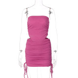 Solid Color Tube Tops Drawstring Skirt 2 Piece Set BLG-S1A6817K