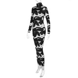 Fashion Print High Neck Midi Dress BLG-D186134K