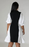 Casual Color Block Loose Midi Dress XHXF-959