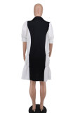 Casual Color Block Loose Midi Dress XHXF-959