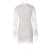Sexy Hollow Out Lace Splicing Mini Dress BLG-D3B14825K