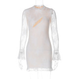 Sexy Hollow Out Lace Splicing Mini Dress BLG-D3B14825K