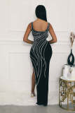 Sexy Hot Drill Split Tight Maxi Dress NY-2931