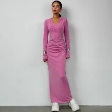 Slim Hooded Sport Casual Maxi Dress BLG-D3A14581A
