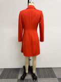 Fashion Pleated Splicing Blazer Midi Dress NY-10671