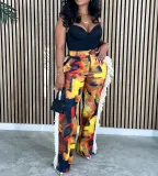 Fashion Print Loose Straight Pants YH-5347
