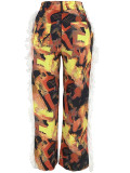 Fashion Print Loose Straight Pants YH-5347
