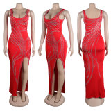 Sexy Hot Drill Split Tight Maxi Dress NY-2931