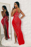 Sexy Hot Drill Split Tight Maxi Dress NY-2931