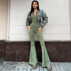 Solid Color Long Sleeve Yoga Sport Jumpsuit BLG-P3A14359A