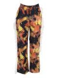 Fashion Print Loose Straight Pants YH-5347