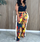 Fashion Print Loose Straight Pants YH-5347