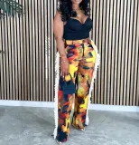 Fashion Print Loose Straight Pants YH-5347