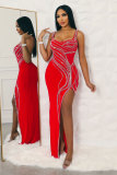 Sexy Hot Drill Split Tight Maxi Dress NY-2931