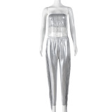 Sexy Tassel Tube Tops And Tight Pants Two Piece Set GNZD-9846