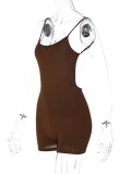 Sling Solid Backless Pleated Mini Dress BLG-P3211877A