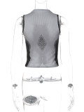 Print Sleeveless Slim Crop Top BLG-T2B11042A