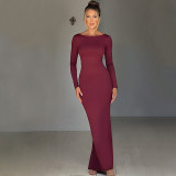 Fashion Backless Pleated Maxi Dress BLG-D3A14621A
