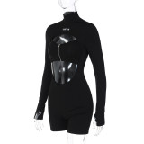 Sexy Hollow Out Zipper Long Sleeve Romper BLG-P289815A