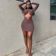 Fashion Hollow Out Long Sleeve Mini Dress BLG-D269057A