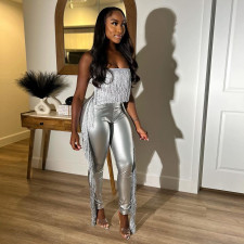 Sexy Tassel Tube Tops And Tight Pants Two Piece Set GNZD-9846