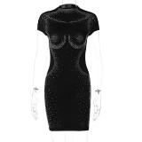 Hot Drill Short Sleeve Mini Dress BLG-D3512824A