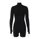 Sexy Hollow Out Zipper Long Sleeve Romper BLG-P289815A