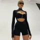 Sexy Hollow Out Zipper Long Sleeve Romper BLG-P289815A
