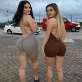 Sling Solid Backless Pleated Mini Dress BLG-P3211877A