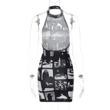 Sexy Print Sleeveless Backless Mini Dress BLG-D3312062A