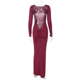 Fashion Backless Pleated Maxi Dress BLG-D3A14621A