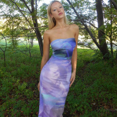 Fashion Print Backless Tube Top Maxi Dress BLG-D3512628K
