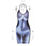 U Neck Tie Up Sexy Mini Dress BLG-D2810064K