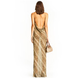 Sexy Sling Print Chiffon Split Dress BLG-D8B0581