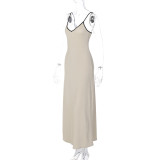Sexy V Neck Backless Sling Maxi Dress BLG-D3512743K